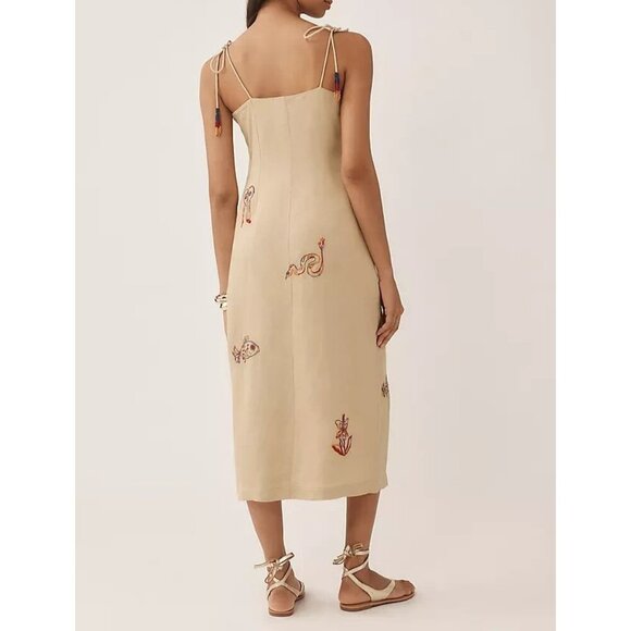 Farm Rio x Anthropologie Embroidered Linen Blend Dress XXS - Picture 3 of 4